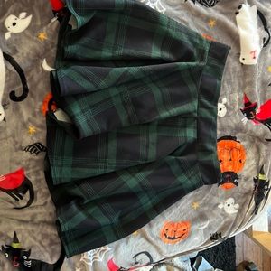 Green and black plaid skirt